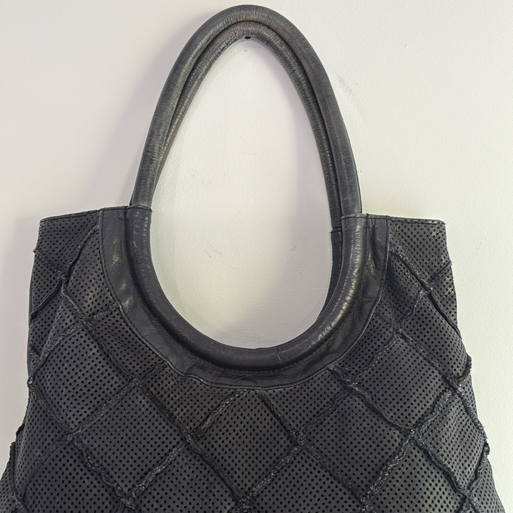 Anthropologie Illona Lattice‎ Black Leather Shoulder Bag - Picture 3 of 15